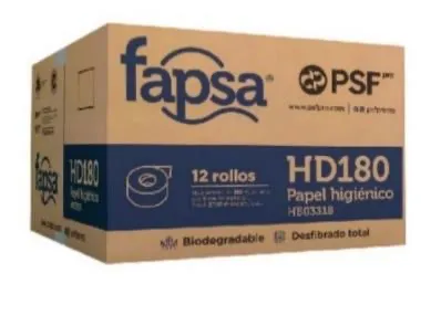 Caja con 12 rollos de papel higiénico HB03318 de 180 metros de la marca Fapsa